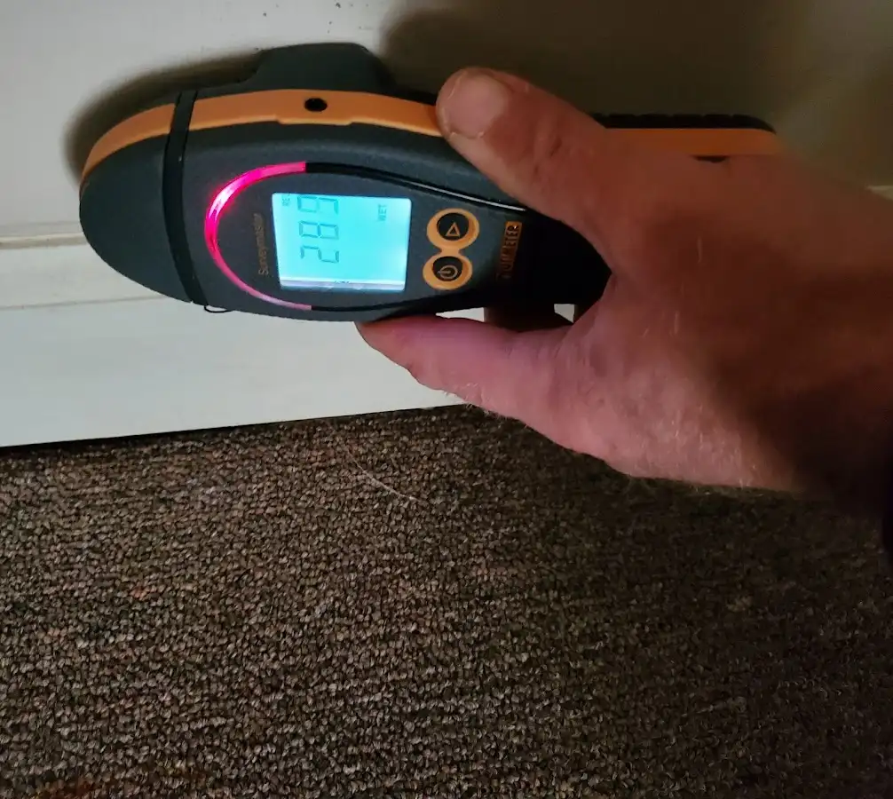 Moisture detection at baseboard during Sewage Cleanup & Sanitation in Athol